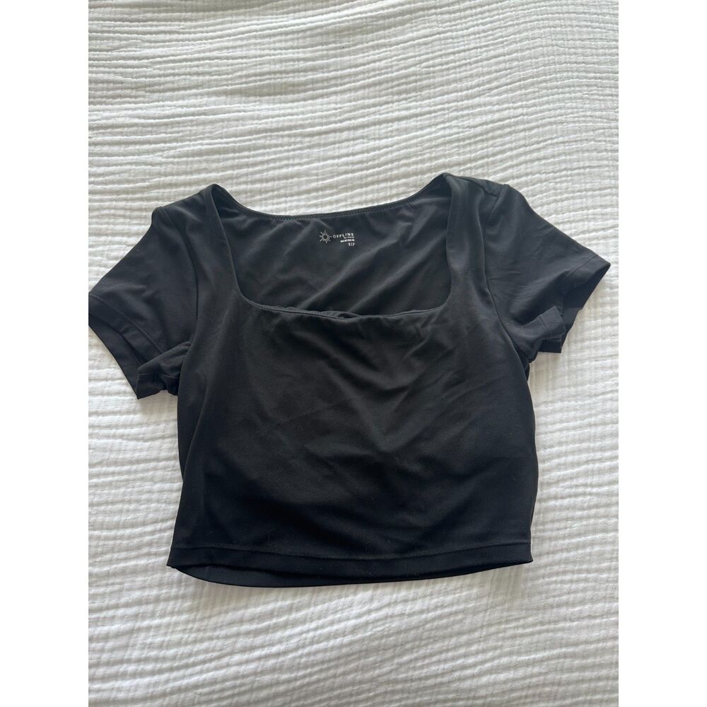 Aerie Black Athletic Crop Top
